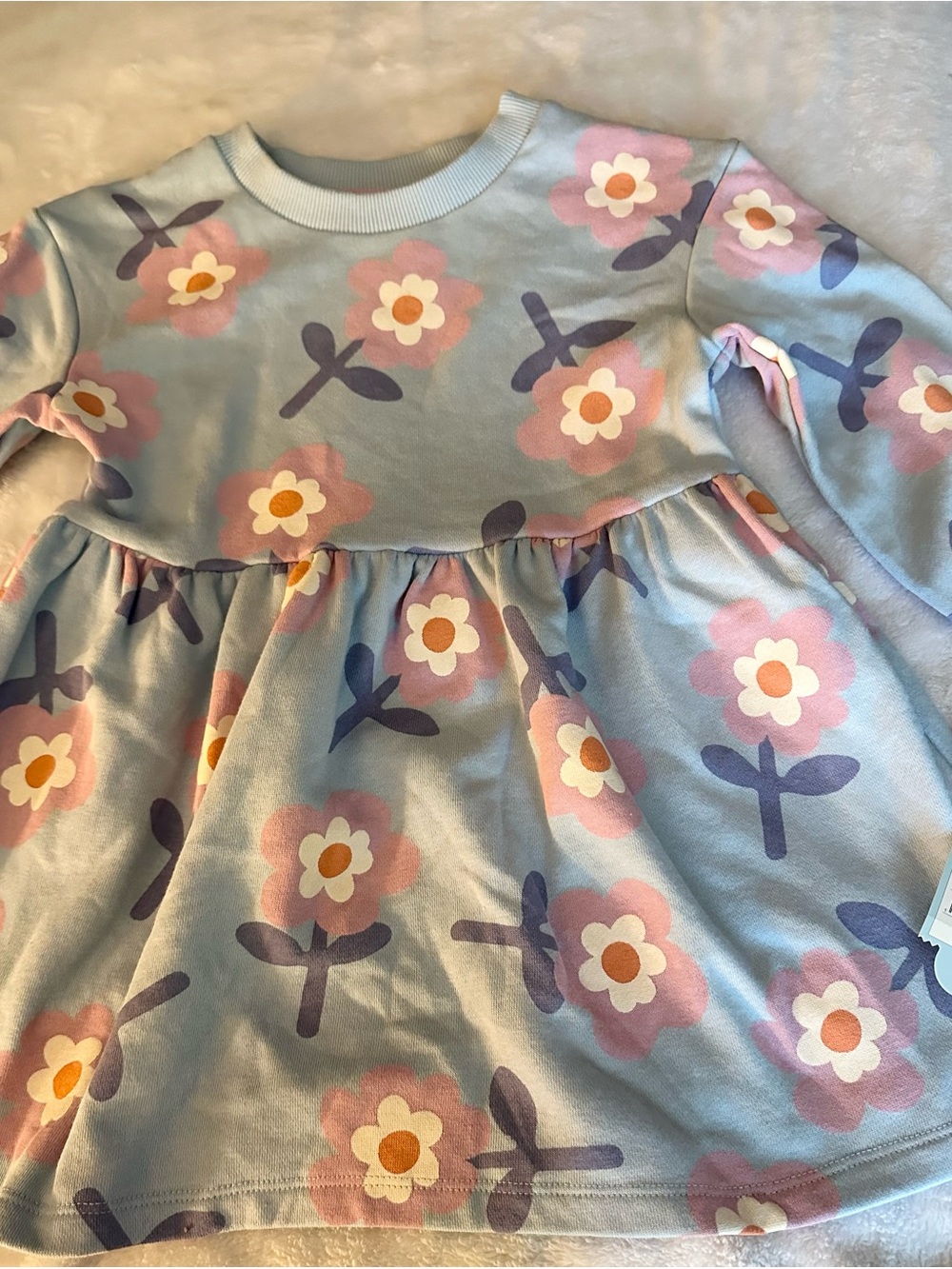 Target Girls Light Blue Floral Dress with Pink & Purple Flowers